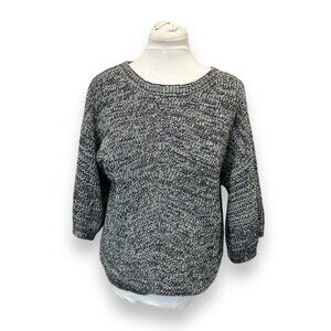 Cable & Gauge Womens Black & White Short Bell Sleeve Knit Acrylic Sweater XL